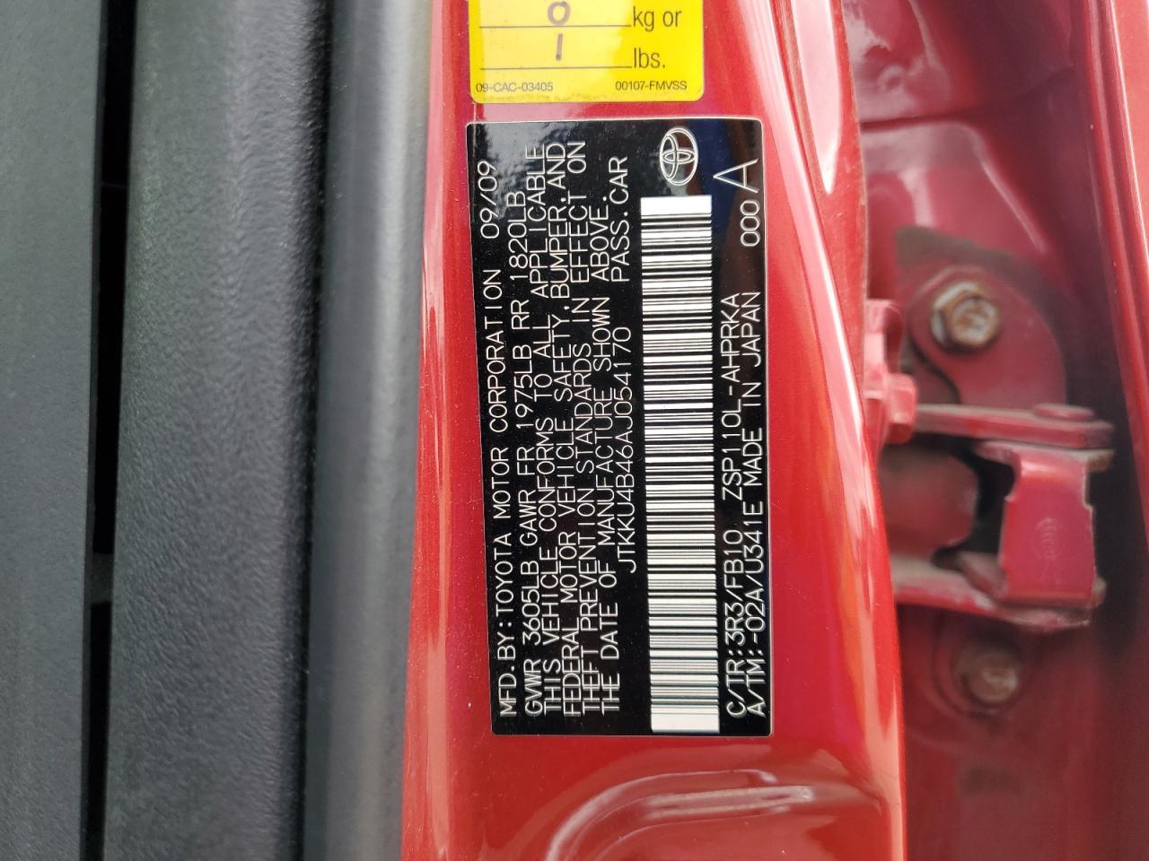 2010 Toyota Scion Xd VIN: JTKKU4B46AJ054170 Lot: 85362325