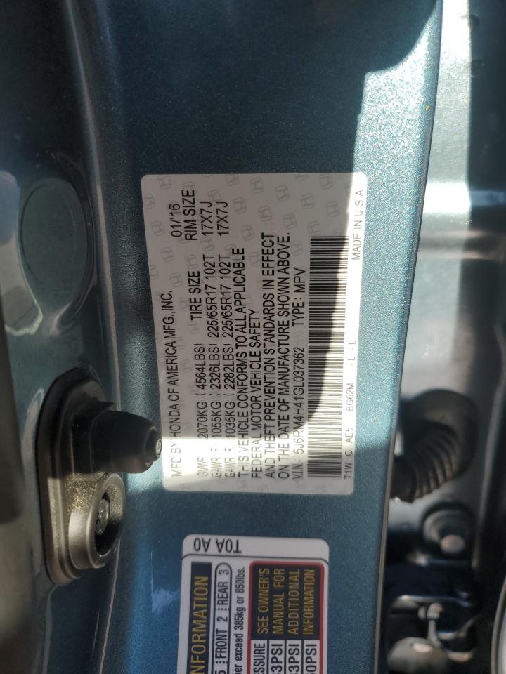 2016 Honda Cr-V Se VIN: 5J6RM4H41GL037362 Lot: 85724865