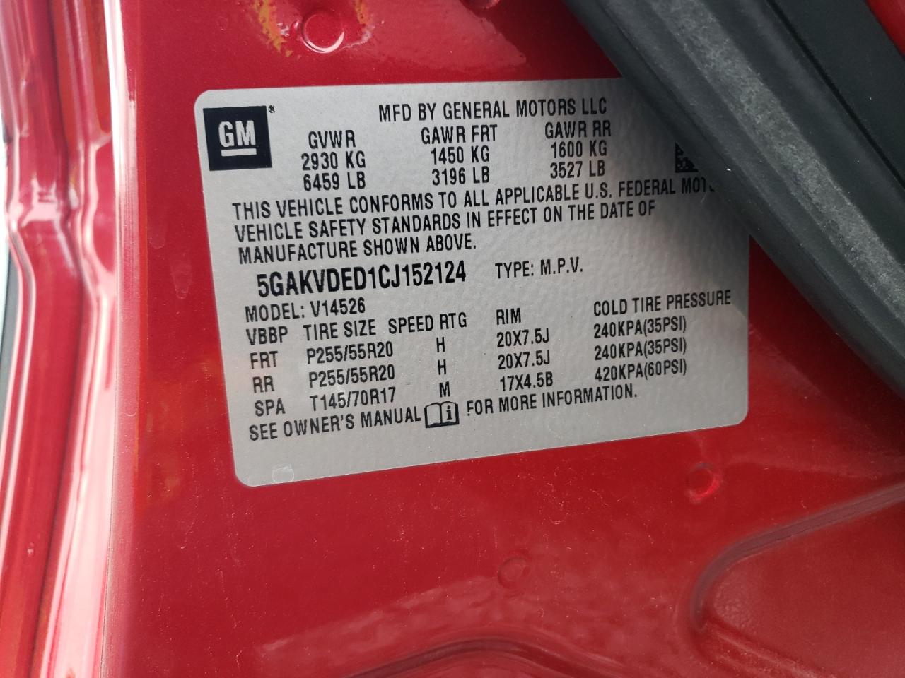 2012 Buick Enclave VIN: 5GAKVDED1CJ152124 Lot: 82610785