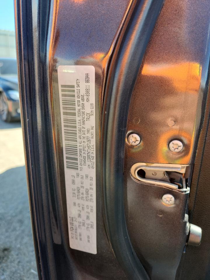 2017 Ram 1500 Laramie VIN: 1C6RR7NT1HS712677 Lot: 90050885