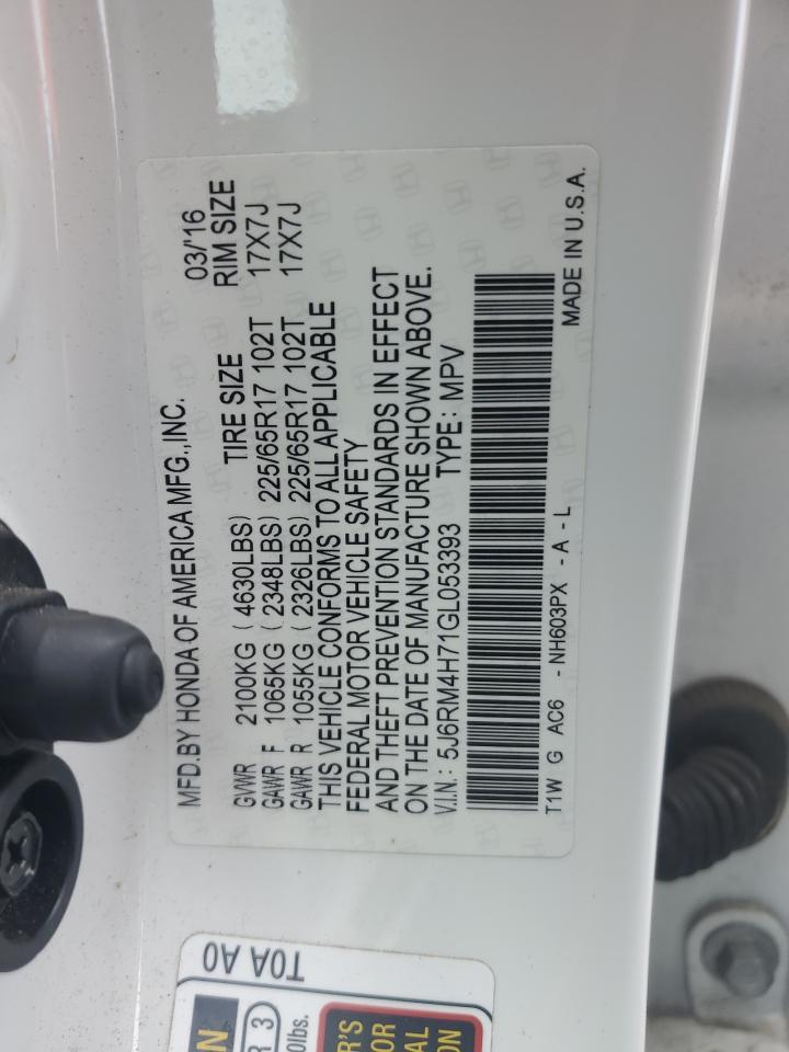 2016 Honda Cr-V Exl VIN: 5J6RM4H71GL053393 Lot: 68259265