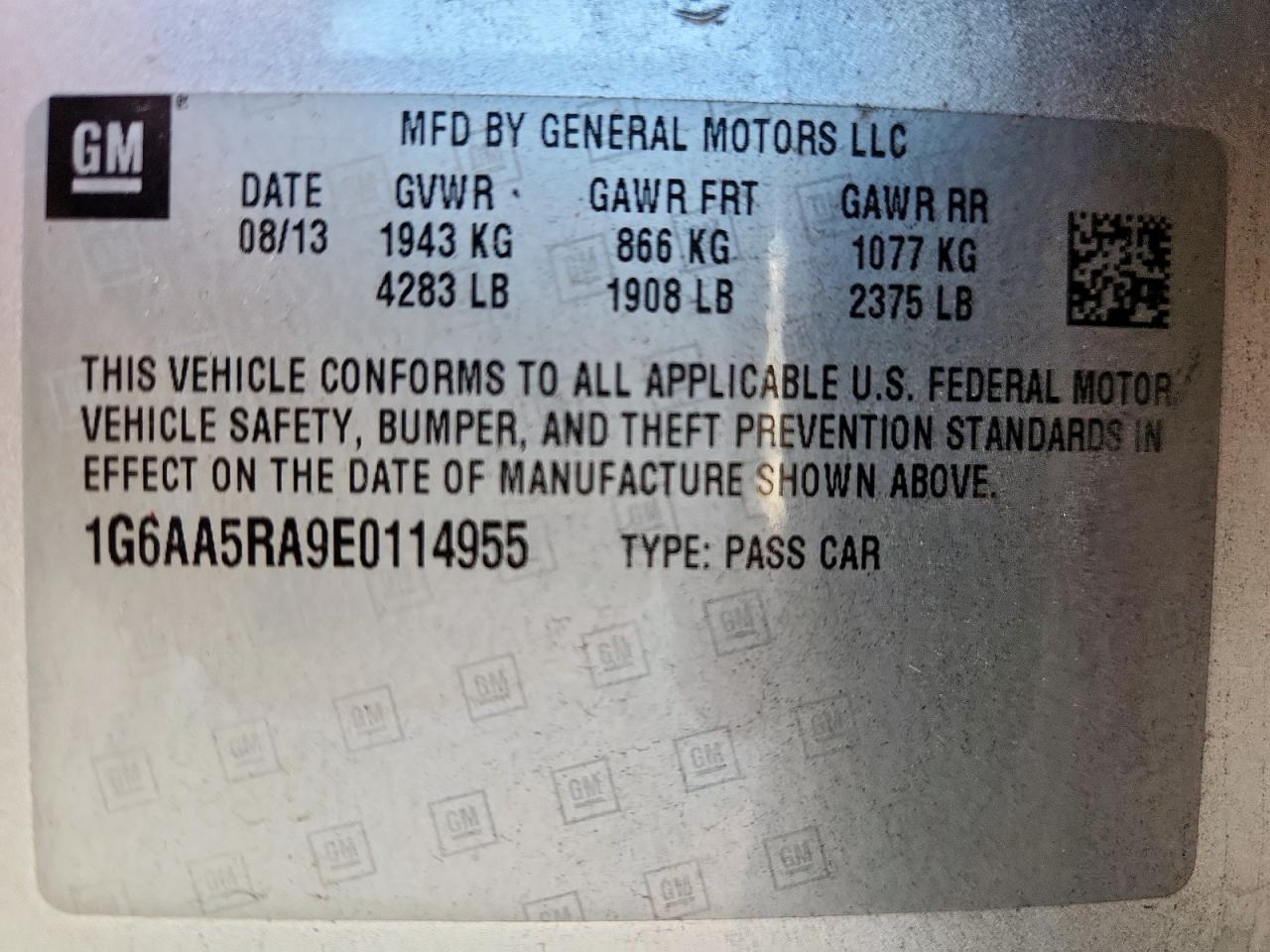 2014 Cadillac Ats VIN: 1G6AA5RA9E0114955 Lot: 82428615