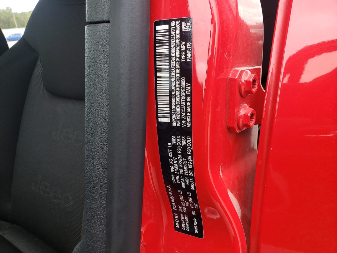 2016 Jeep Renegade Latitude VIN: ZACCJABTXGPE36950 Lot: 85751655