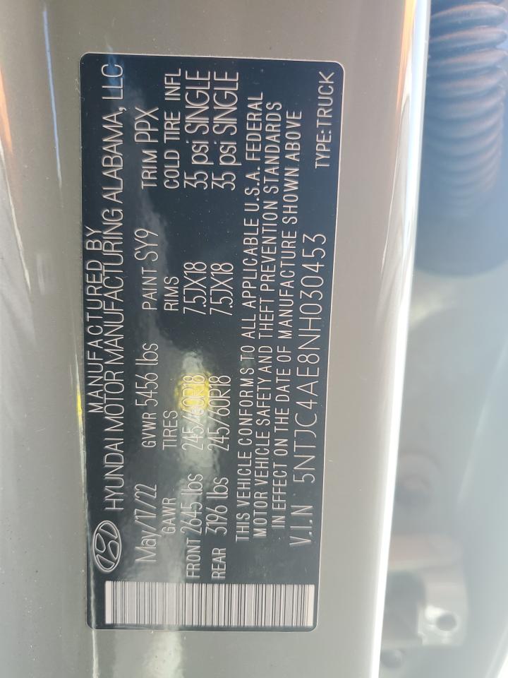 2022 Hyundai Santa Cruz Sel VIN: 5NTJC4AE8NH030453 Lot: 86547965