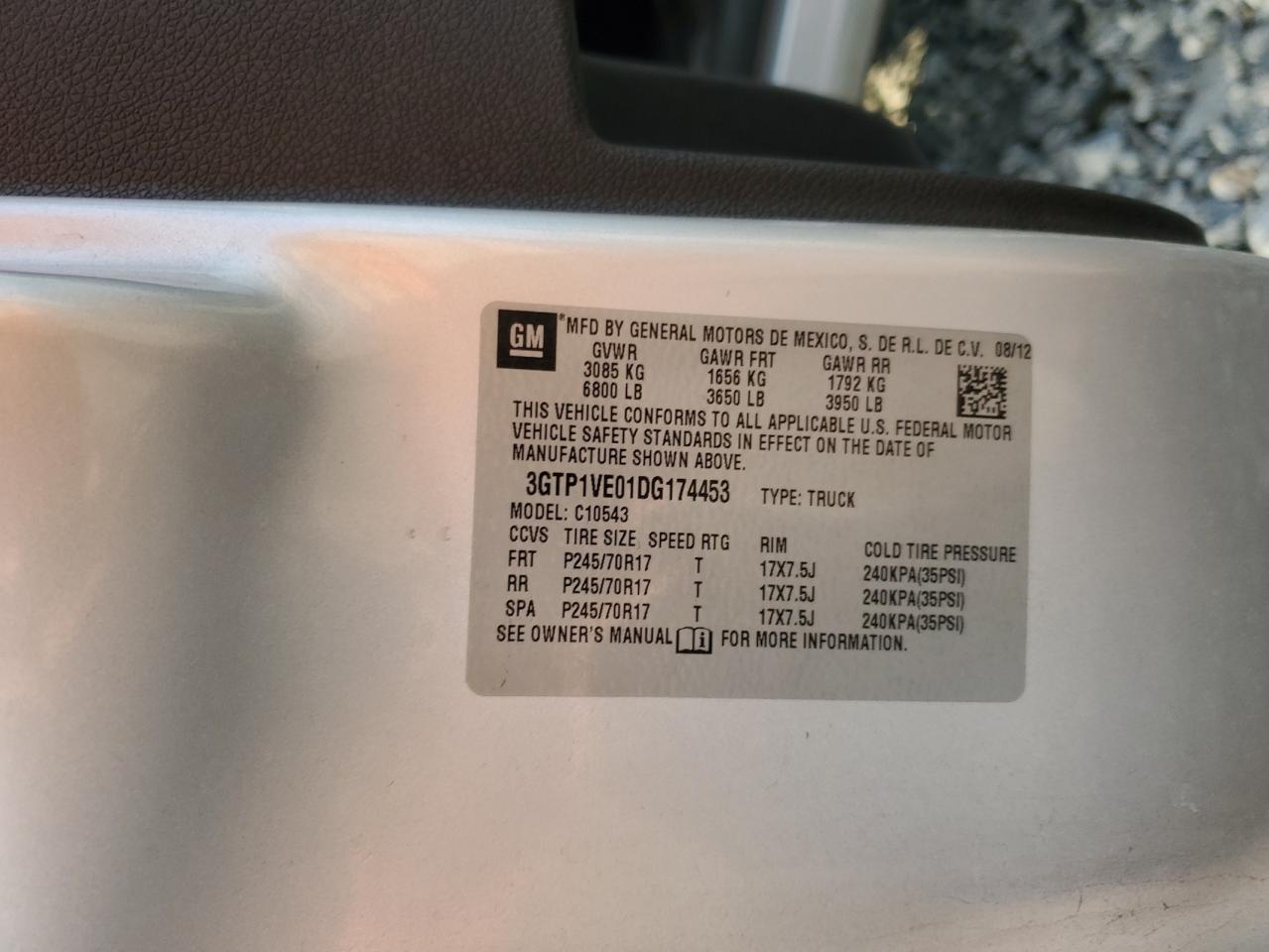 2013 GMC Sierra C1500 Sle VIN: 3GTP1VE01DG174453 Lot: 87249475