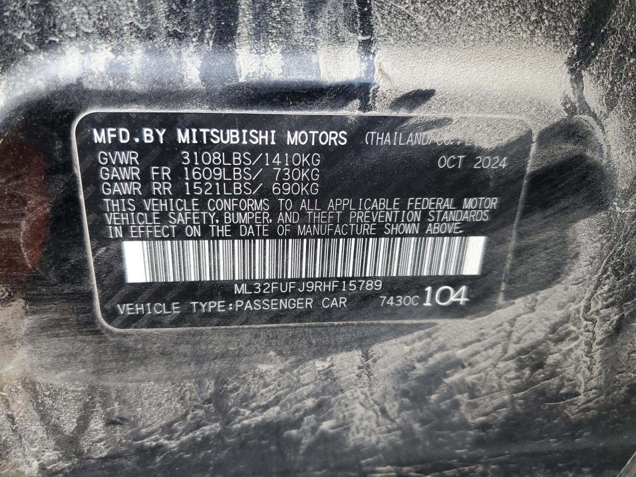 2024 Mitsubishi Mirage G4 Es VIN: ML32FUFJ9RHF15789 Lot: 85270655