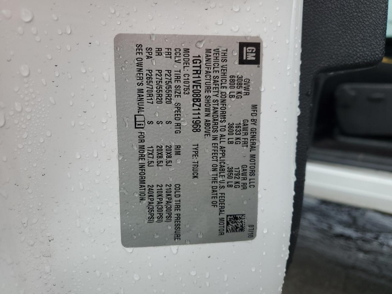 2011 GMC Sierra C1500 Sle VIN: 1GTR1VE08BZ111968 Lot: 90682905