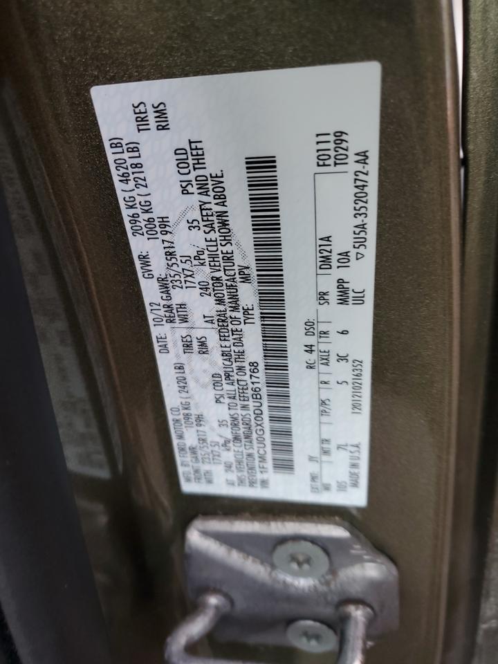 2013 Ford Escape Se VIN: 1FMCU0GX0DUB61768 Lot: 85527525