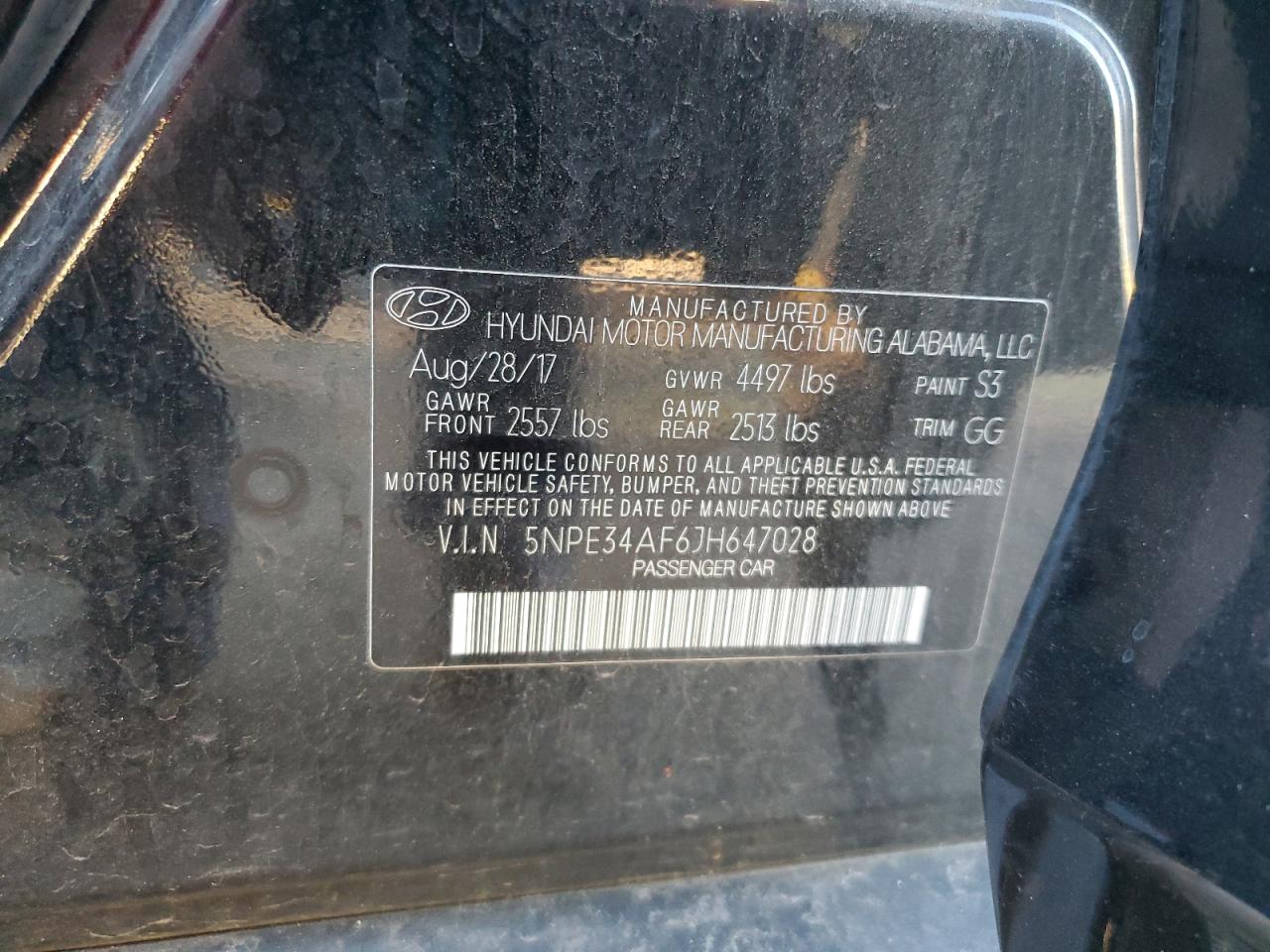 2018 Hyundai Sonata Sport VIN: 5NPE34AF6JH647028 Lot: 85131505