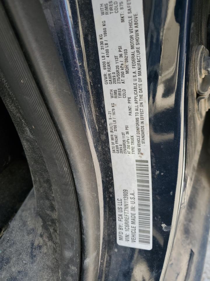 2022 Ram 1500 Big Horn/Lone Star VIN: 1C6RREFT7NN113909 Lot: 82214255