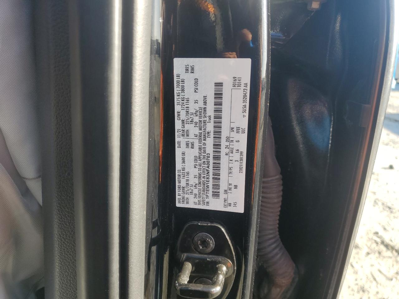 2022 Ford F150 Supercrew VIN: 1FTEW1E83NFA00703 Lot: 85178715