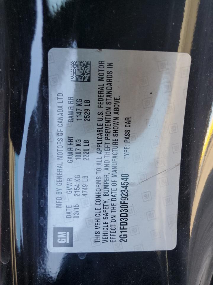 2015 Chevrolet Camaro Lt VIN: 2G1FD3D30F9234540 Lot: 84915195
