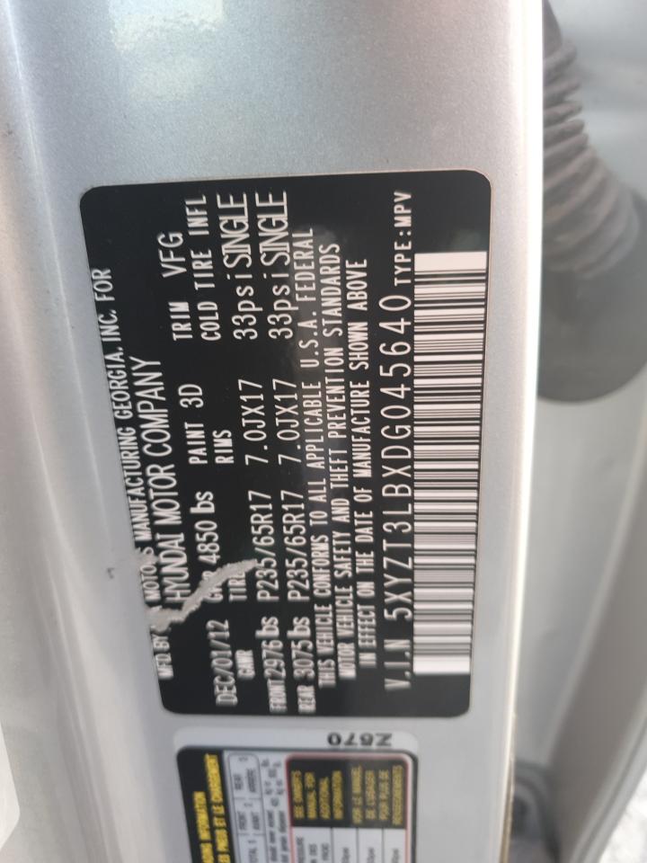 2013 Hyundai Santa Fe Sport VIN: 5XYZT3LBXDG045640 Lot: 84072525