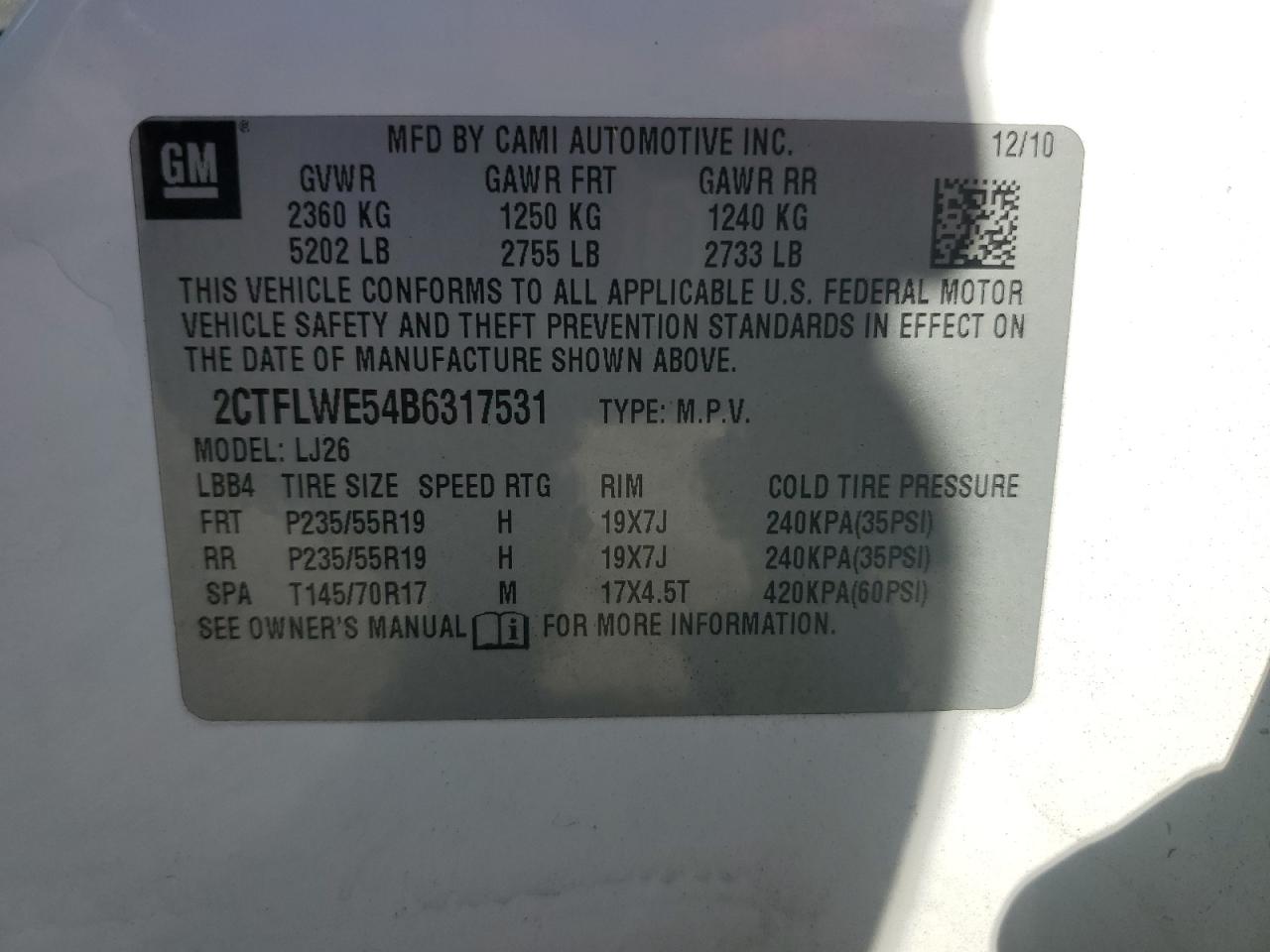 2011 GMC Terrain Slt VIN: 2CTFLWE54B6317531 Lot: 85299625