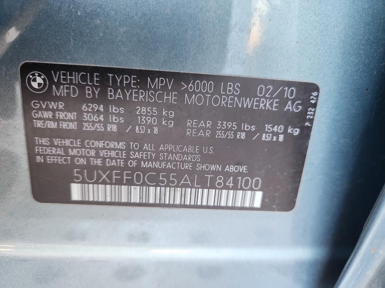 2010 BMW X5 xDrive35D VIN: 5UXFF0C55ALT84100 Lot: 85586255
