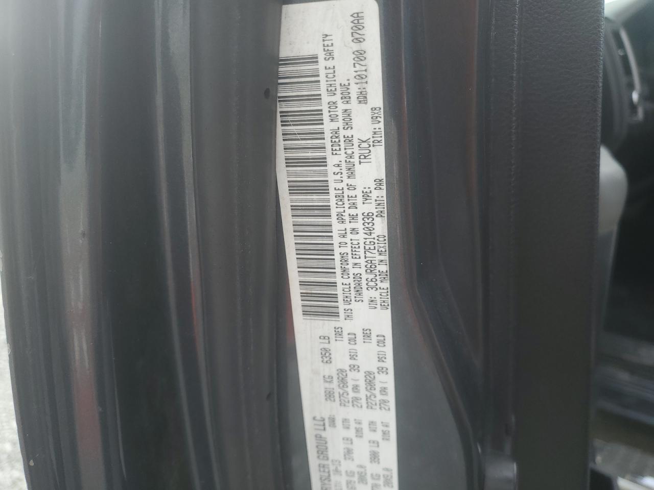 2014 Ram 1500 St VIN: 3C6JR6AT7EG140336 Lot: 85339545