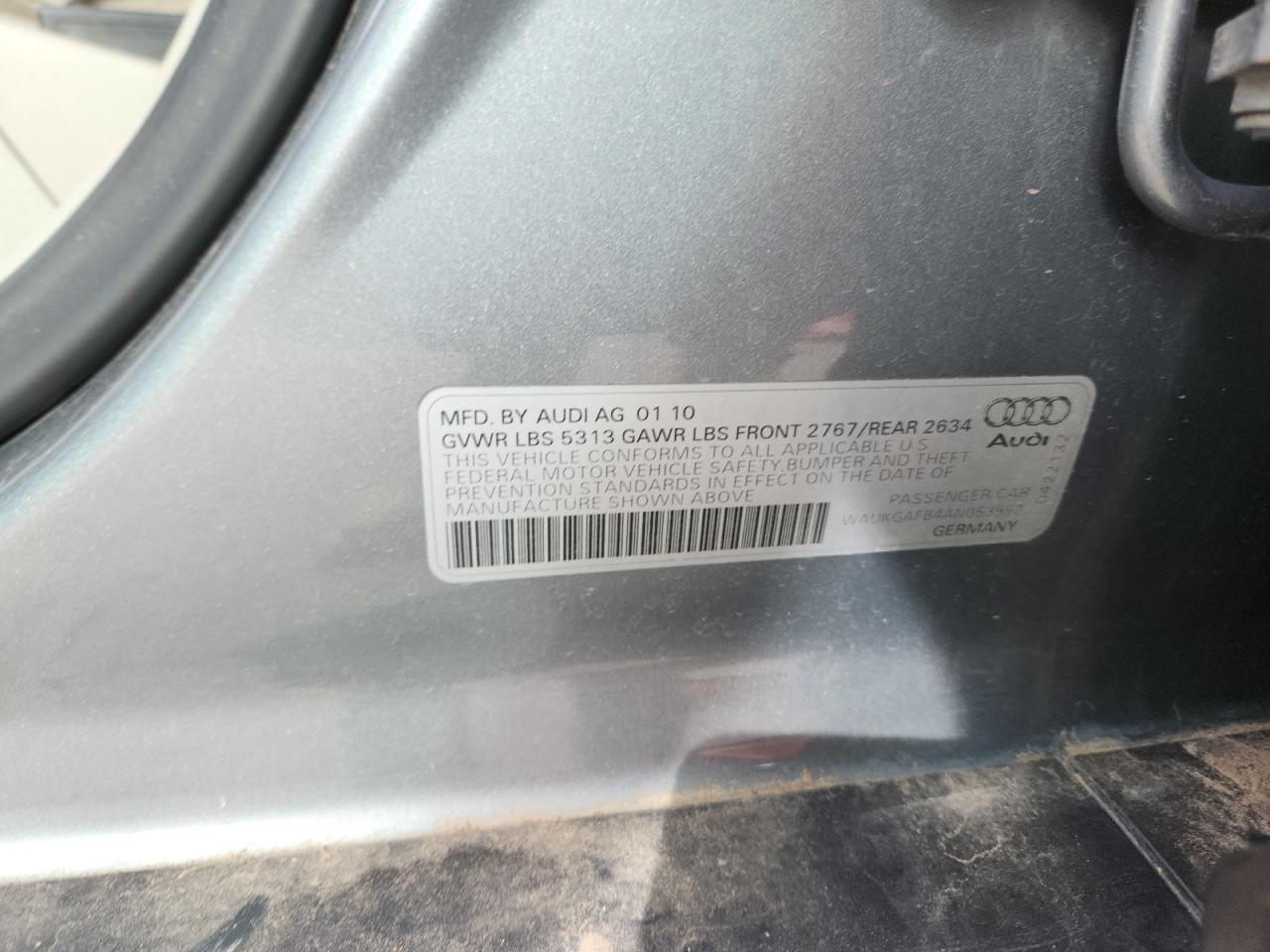 2010 Audi A6 Prestige VIN: WAUKGAFB4AN053952 Lot: 82723135