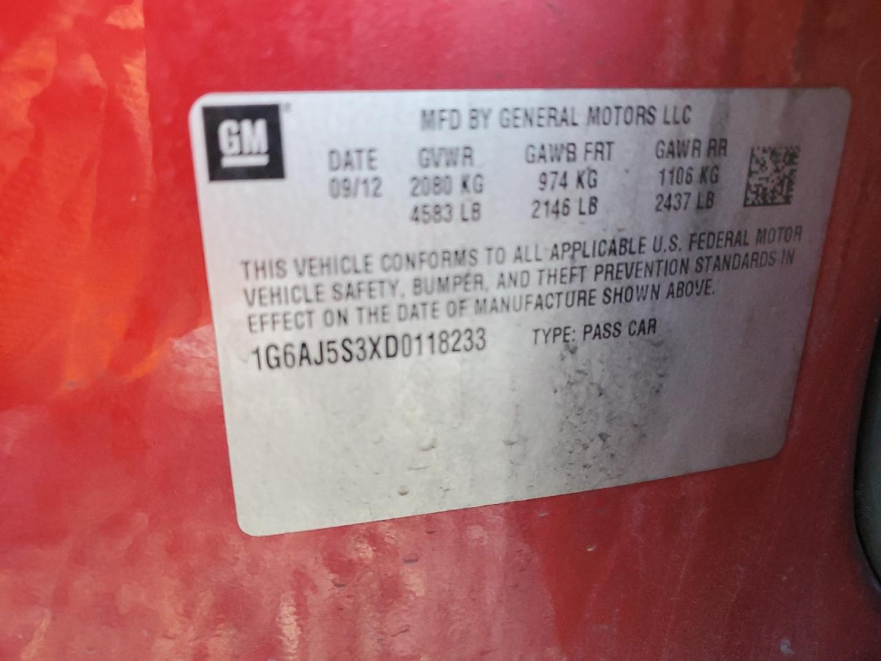 2013 Cadillac Ats Performance VIN: 1G6AJ5S3XD0118233 Lot: 84863765