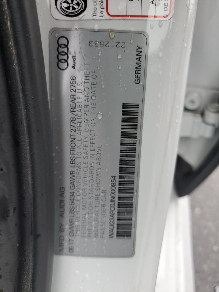 2018 Audi A6 Premium Plus VIN: WAUG3AFC0JN000854 Lot: 85319485