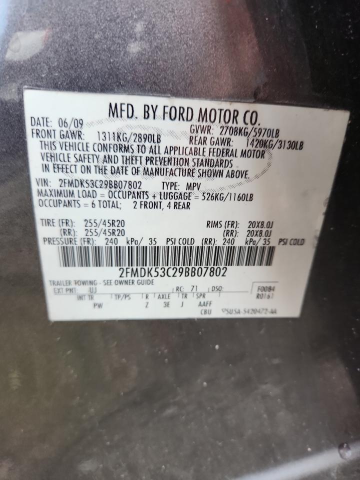 2009 Ford Flex Limited VIN: 2FMDK53C29BB07802 Lot: 85917245