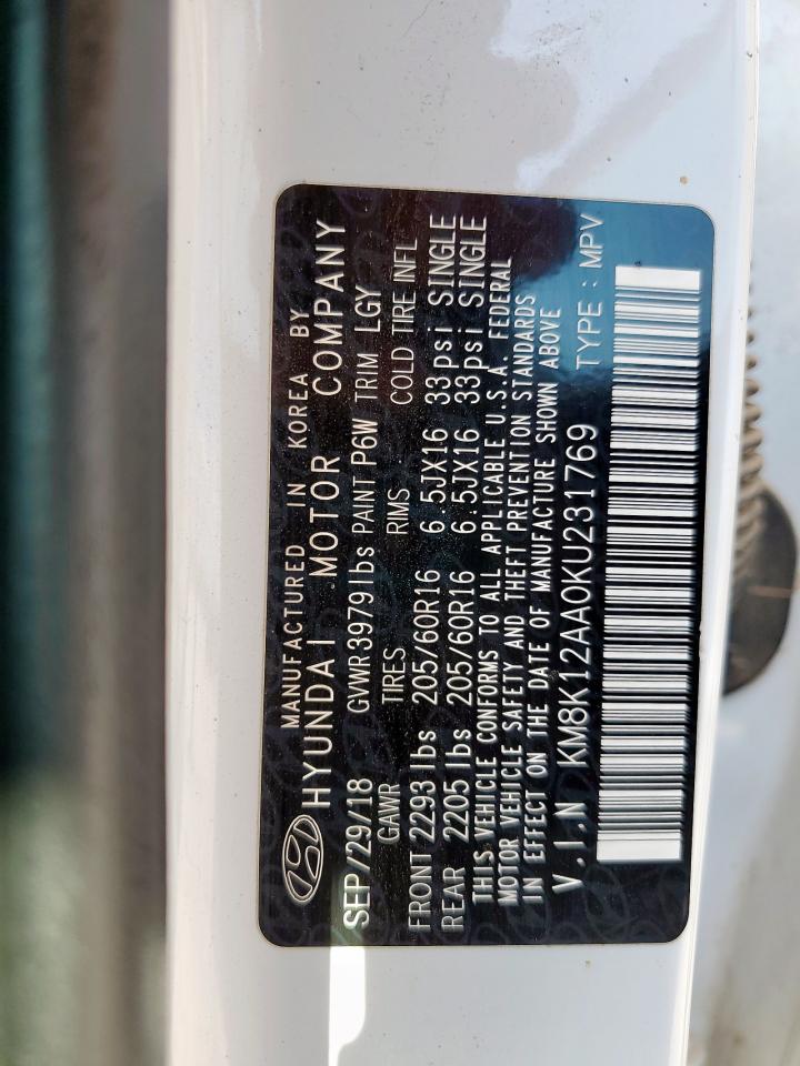 2019 Hyundai Kona Se VIN: KM8K12AA0KU231769 Lot: 85184765