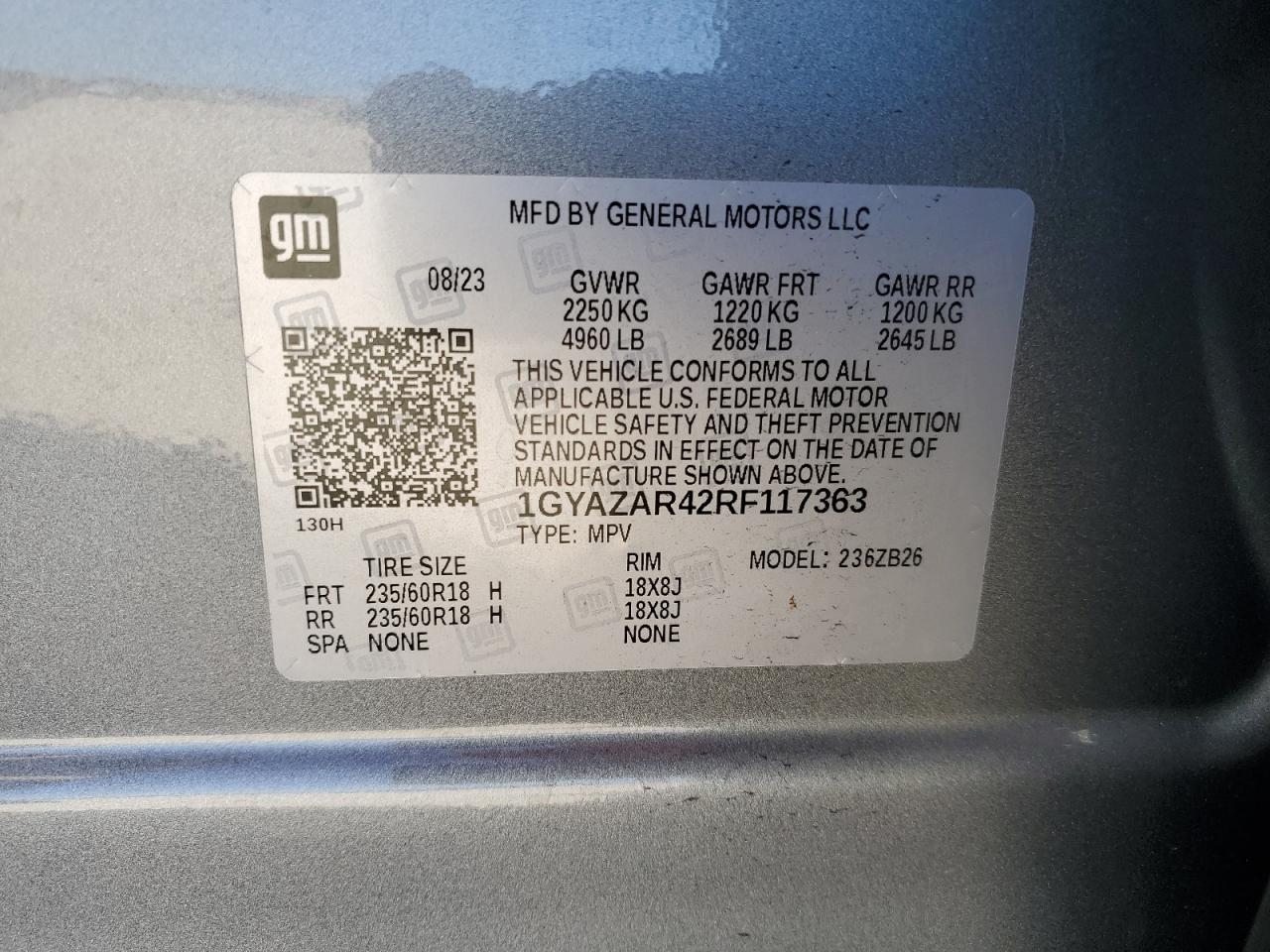 2024 Cadillac Xt4 Luxury VIN: 1GYAZAR42RF117363 Lot: 90665515