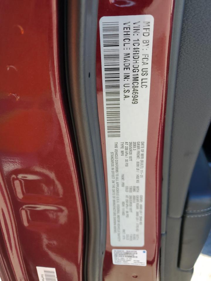 2021 Dodge Durango Gt VIN: 1C4RDHDG1MC846949 Lot: 90727815