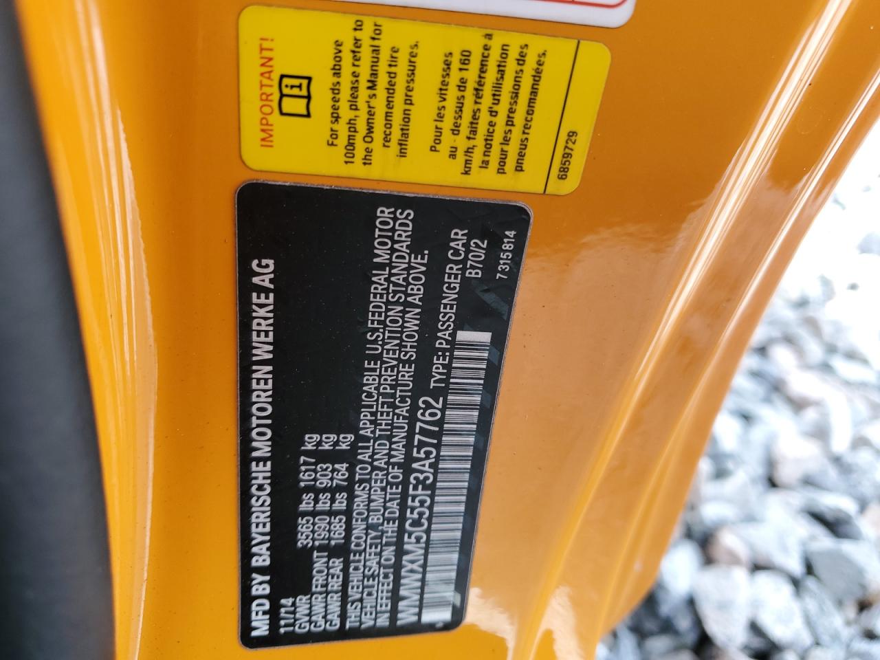 2015 Mini Cooper VIN: WMWXM5C55F3A57762 Lot: 86835385