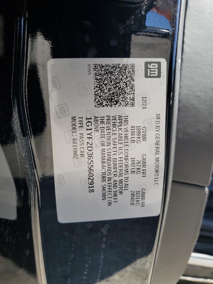 2025 Chevrolet Corvette Z06 3Lz VIN: 1G1YF2D36S5602918 Lot: 83990565