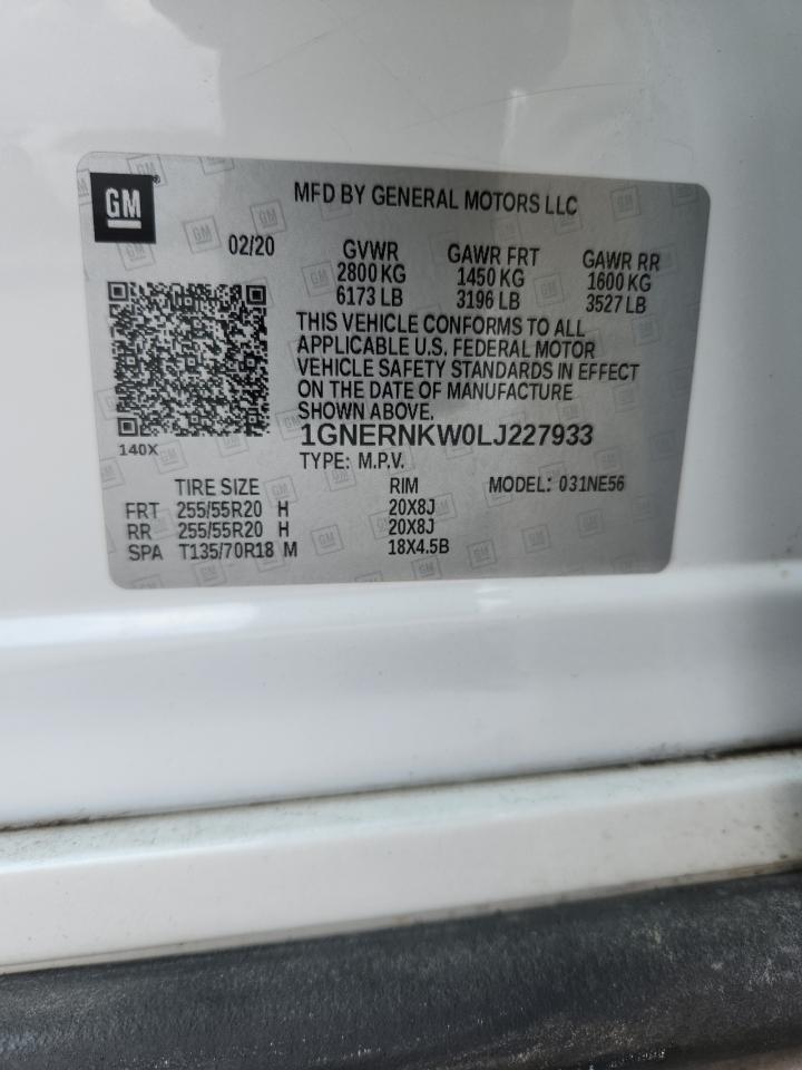 2020 Chevrolet Traverse High Country VIN: 1GNERNKW0LJ227933 Lot: 82200135