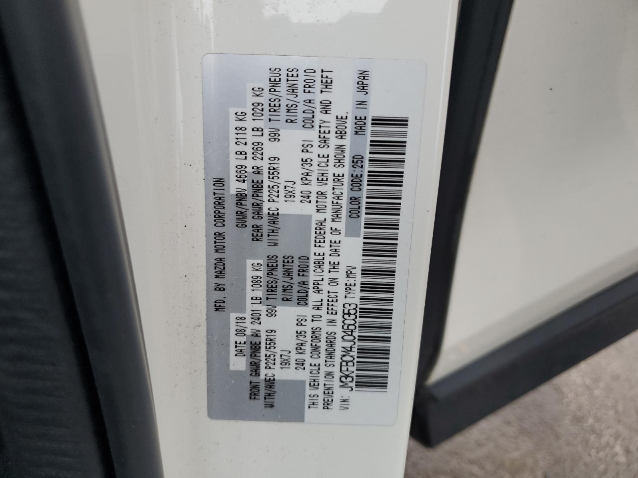 2018 Mazda Cx-5 Touring VIN: JM3KFBCM4J0460353 Lot: 84908625