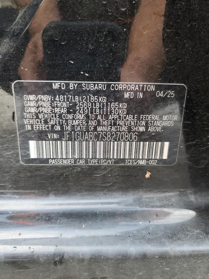 2025 Subaru Impreza VIN: JF1GUABC7S8270806 Lot: 84780235