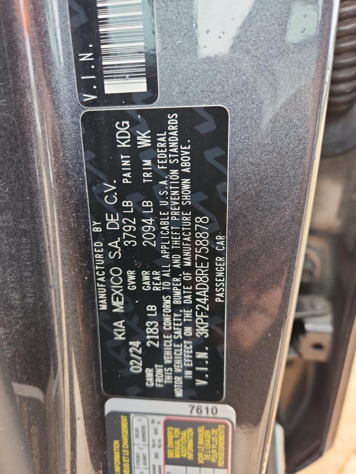 2024 Kia Forte Lx VIN: 3KPF24AD8RE758878 Lot: 90714165