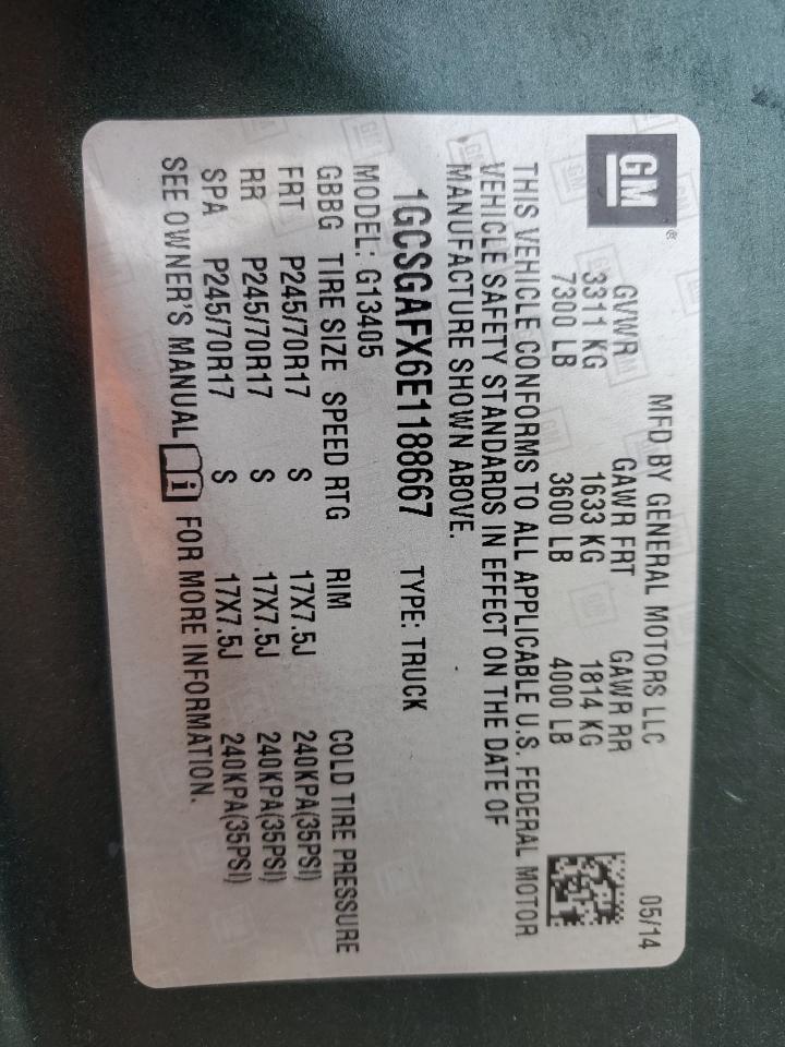 2014 Chevrolet Express G1500 VIN: 1GCSGAFX6E1188667 Lot: 85355565