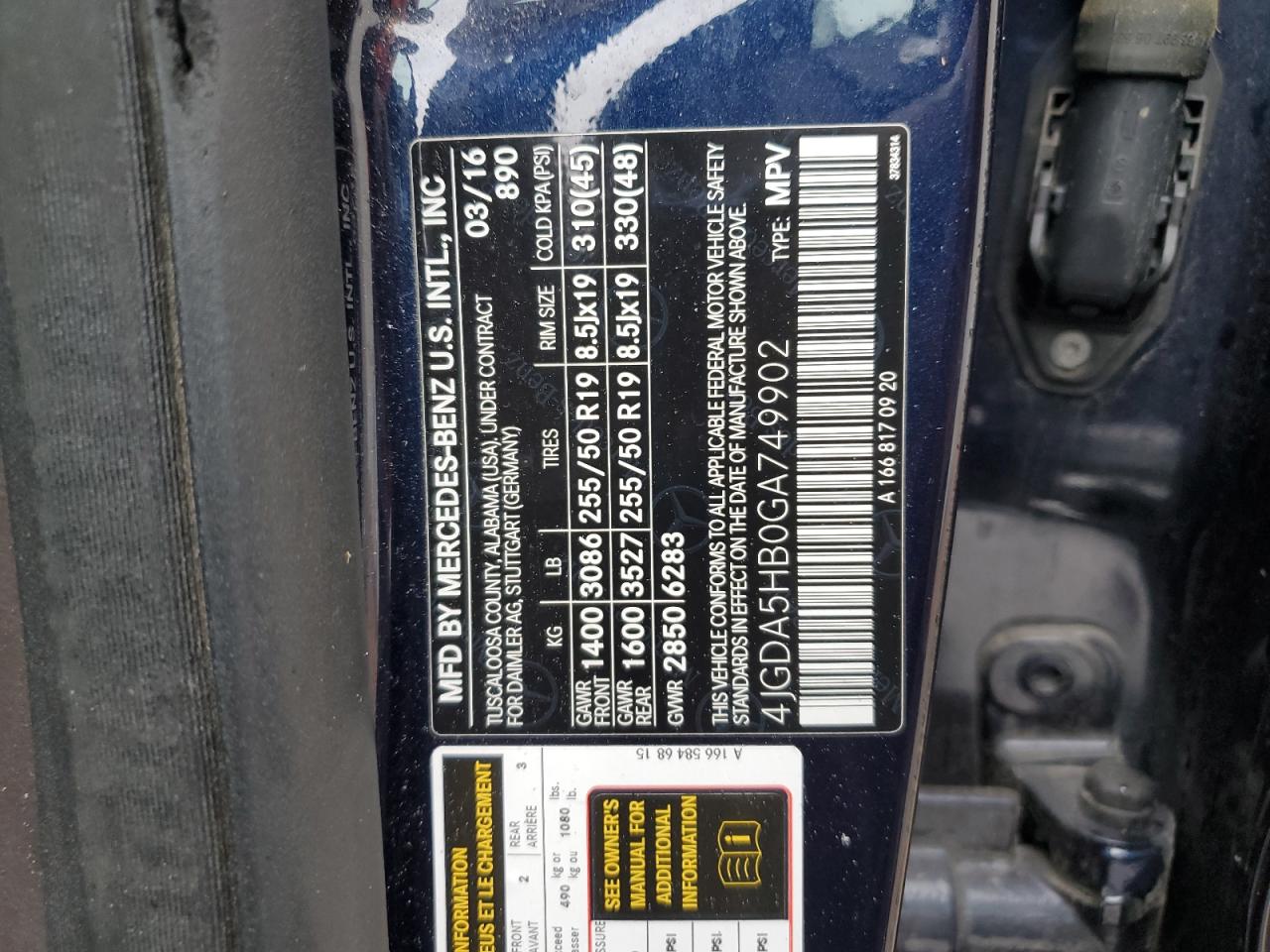 2016 Mercedes-Benz Gle 350 4Matic VIN: 4JGDA5HB0GA749902 Lot: 90458025