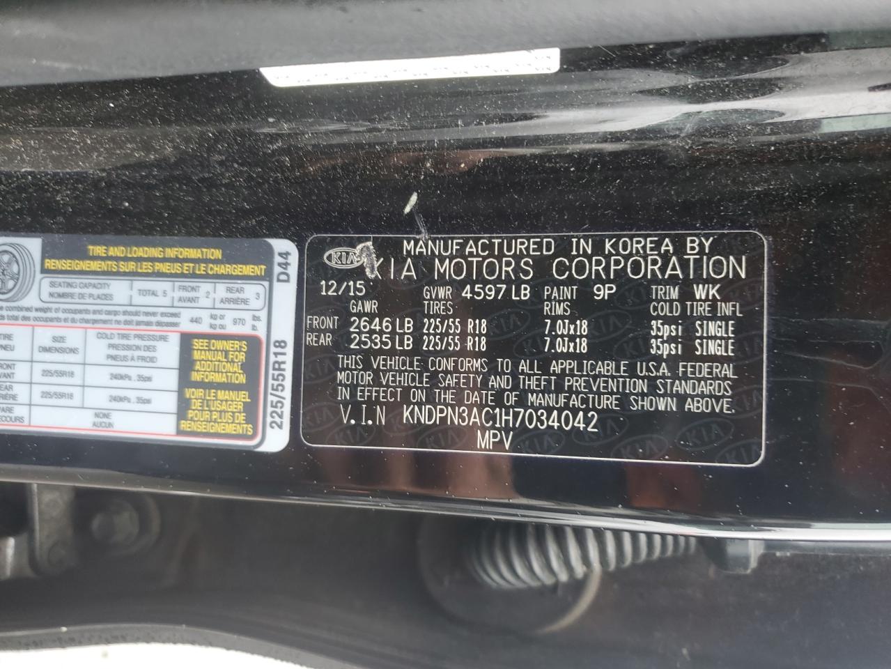 2017 Kia Sportage Ex VIN: KNDPN3AC1H7034042 Lot: 86067615