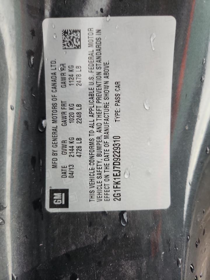 2013 Chevrolet Camaro 2Ss VIN: 2G1FK1EJ7D9229310 Lot: 84962865