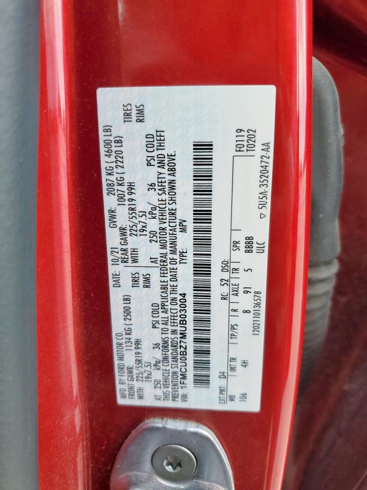 2021 Ford Escape Se VIN: 1FMCU0BZ7MUB03004 Lot: 85801345