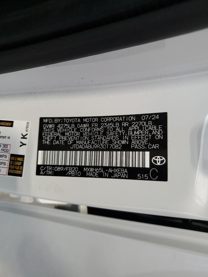 2024 Toyota Prius Le VIN: JTDADABU9R3017082 Lot: 85710085