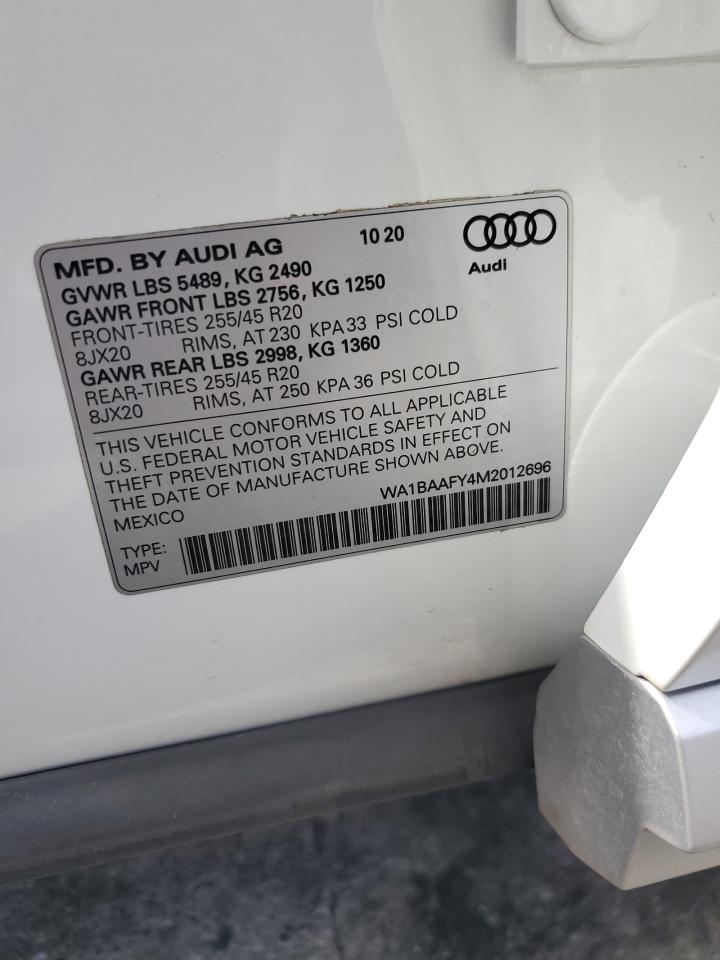 2021 Audi Q5 Premium Plus VIN: WA1BAAFY4M2012696 Lot: 86116055