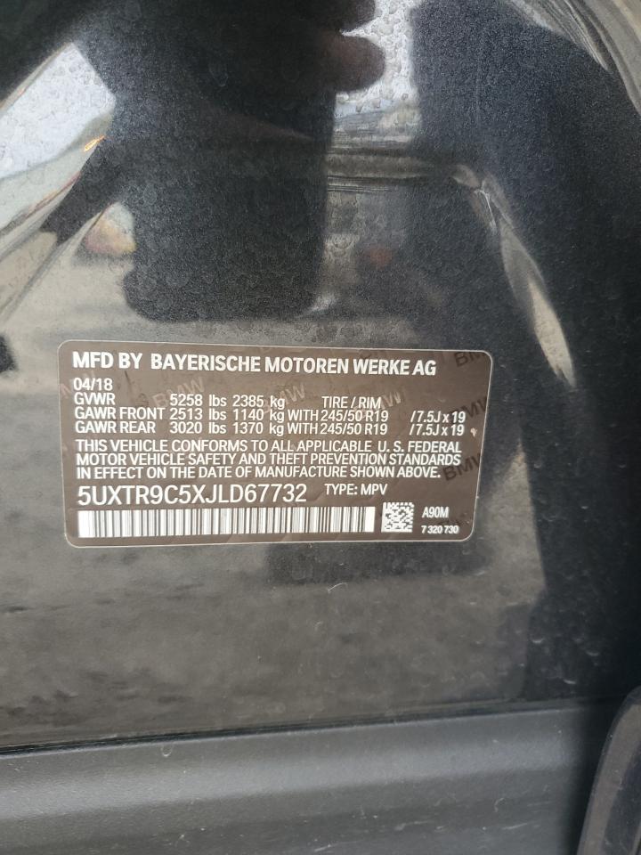 2018 BMW X3 xDrive30I VIN: 5UXTR9C5XJLD67732 Lot: 85945095