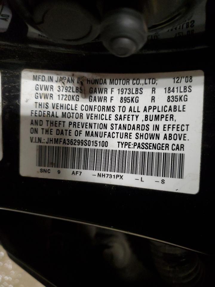 2009 Honda Civic Hybrid VIN: JHMFA36299S015100 Lot: 85922055