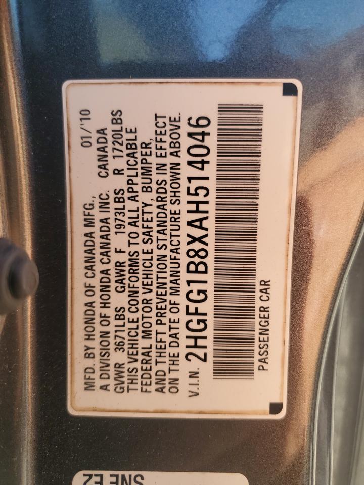 2010 Honda Civic Ex VIN: 2HGFG1B8XAH514046 Lot: 82648535