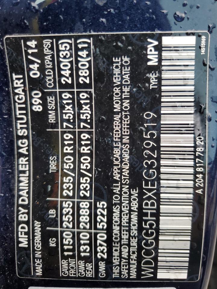 2014 Mercedes-Benz Glk 350 VIN: WDCGG5HBXEG329519 Lot: 85342925