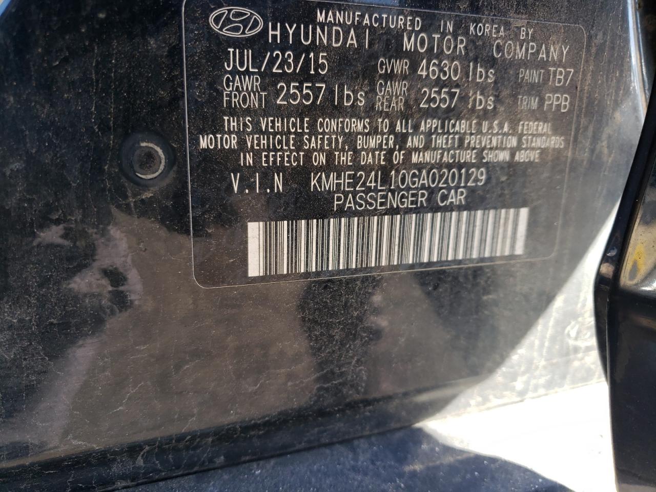 2016 Hyundai Sonata Hybrid VIN: KMHE24L10GA020129 Lot: 85833255