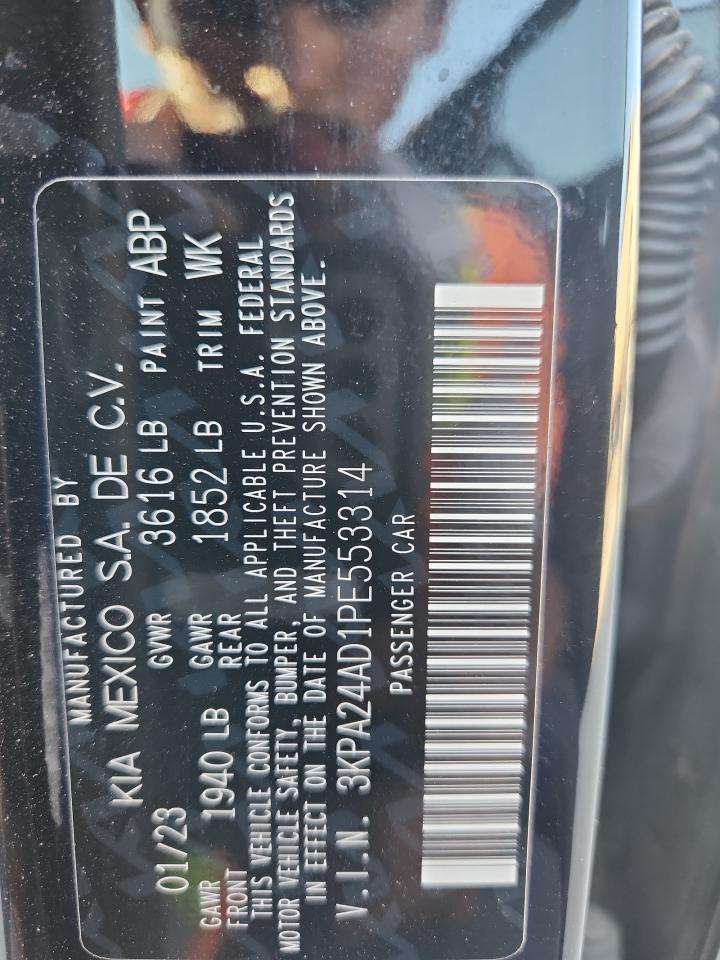2023 Kia Rio Lx VIN: 3KPA24AD1PE553314 Lot: 89816565