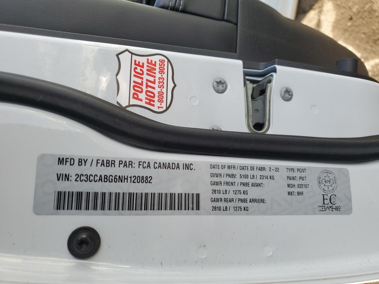 2022 Chrysler 300 S VIN: 2C3CCABG6NH120882 Lot: 85109145