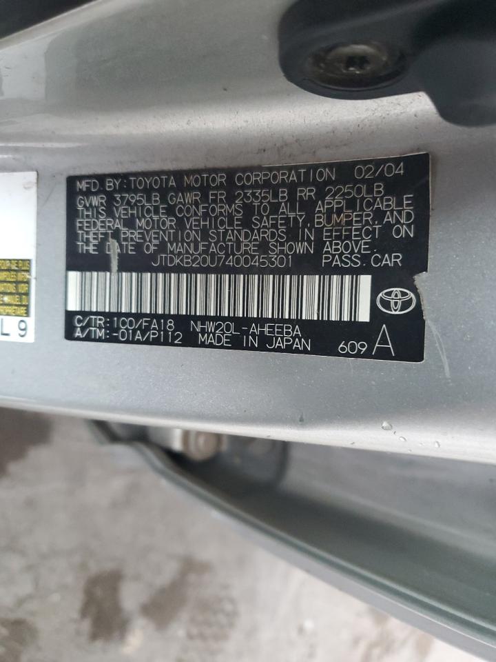 2004 Toyota Prius VIN: JTDKB20U740045301 Lot: 85945405