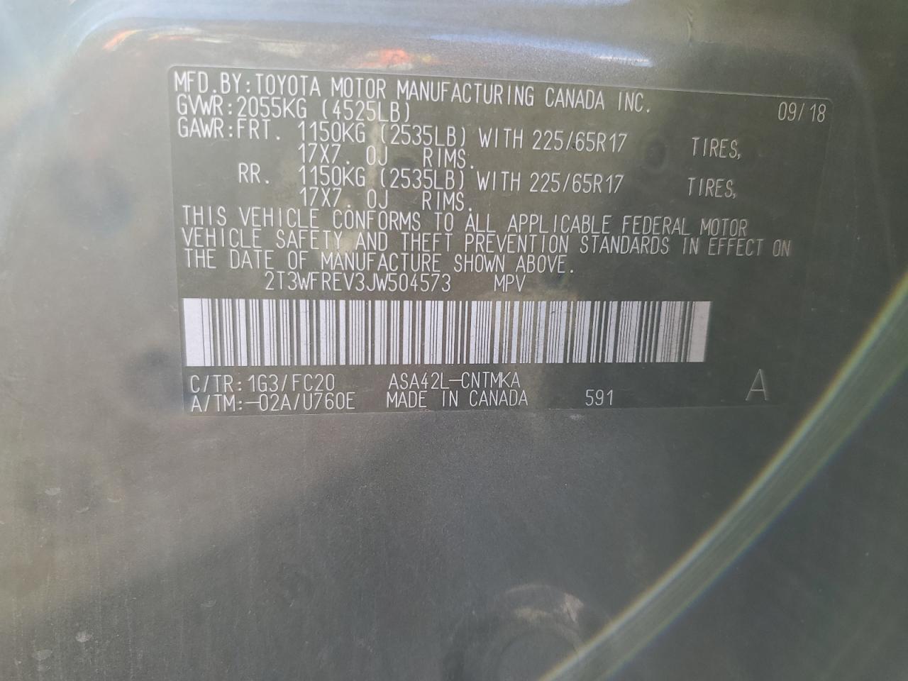 2018 Toyota Rav4 Adventure VIN: 2T3WFREV3JW504573 Lot: 86248195