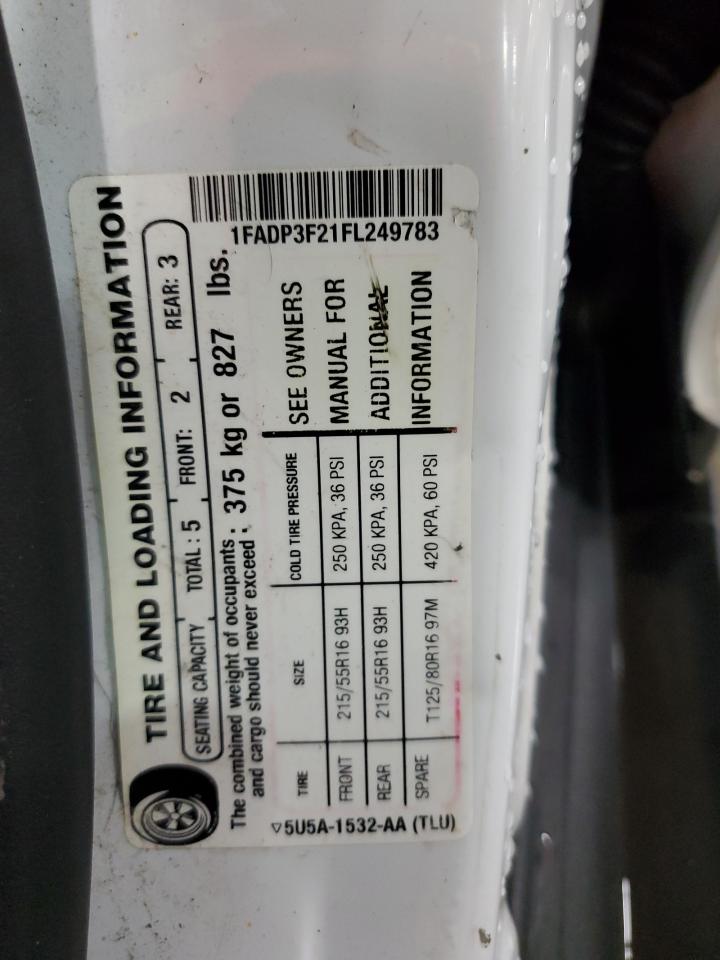 2015 Ford Focus Se VIN: 1FADP3F21FL249783 Lot: 85538015